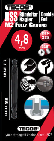 HSSG Naglebor  4,8 × 58 mm  2 stk.