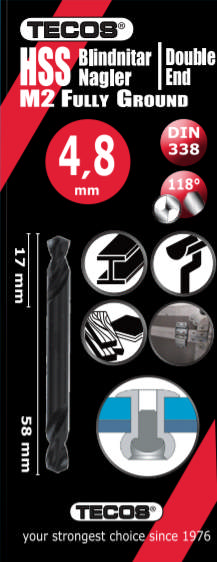 HSS-G Nitborr - 4,8 × 58 mm - 10 st.