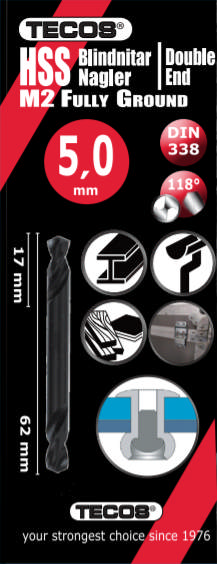 HSSG Nittebor 5,0 × 62 mm 2 stk.