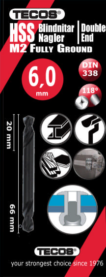 HSSG Nittebor 6,0 × 66 mm 10 stk.