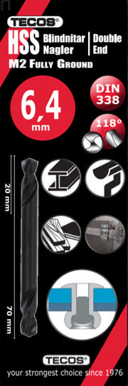 HSSG Nittebor 6,4 × 70 mm 10 stk.