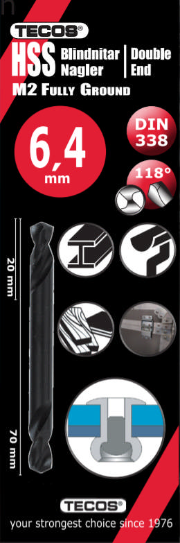 HSSG Nittebor 6,4 × 70 mm 10 stk.