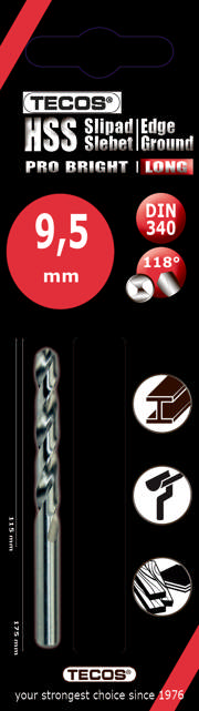HSS borr Pro Bright, Lång - 9,5 × 175 mm