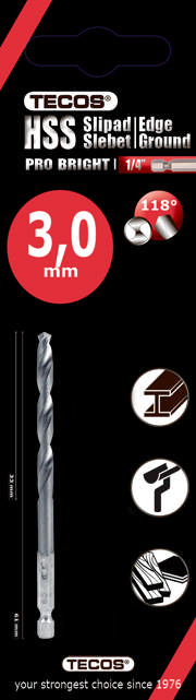 HSS Pro Bright  3,0 × 61 mm  2 st.