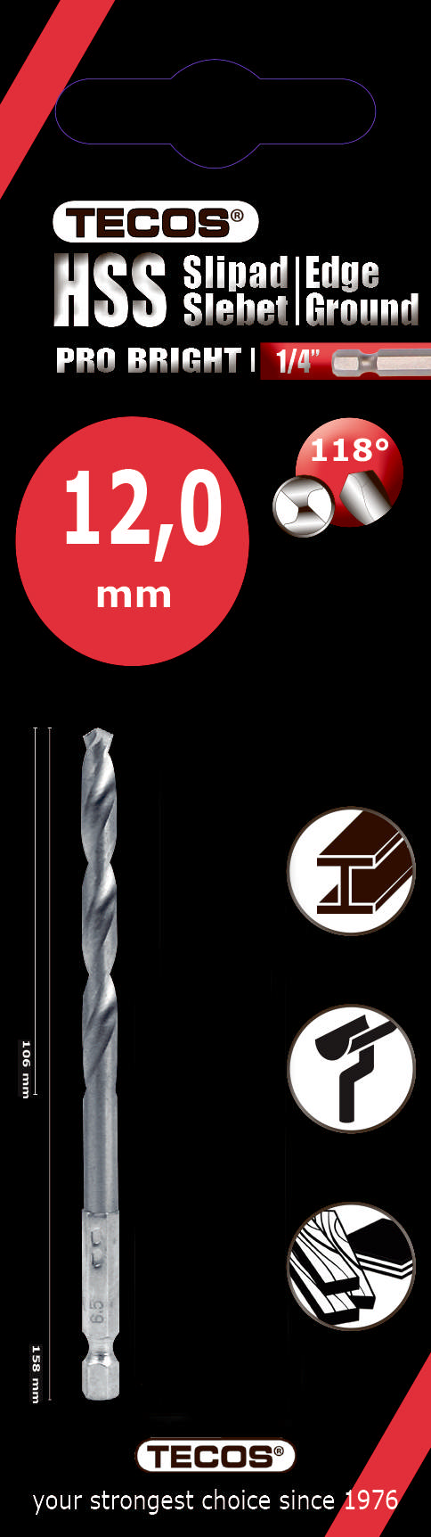 HSS Pro Bright  12,0 × 158 mm