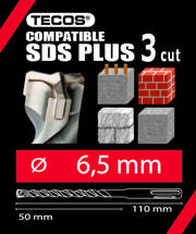 Vasarapora  SDS Plus, 6,5 × 110 mm, 3Teräinen