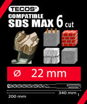 Hammerbor SDS Plus Max. 22 × 340 mm, 6-Skær