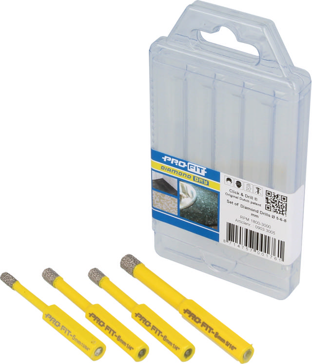 Diamantborsett 4 deler 5-2x6-8mm