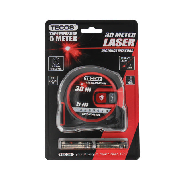 Måttband, 5 meter med laser avståndsmätare