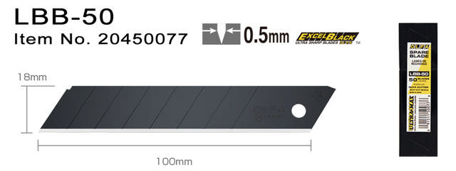 LBB50 Brækaf knivblade 18mm, sorte